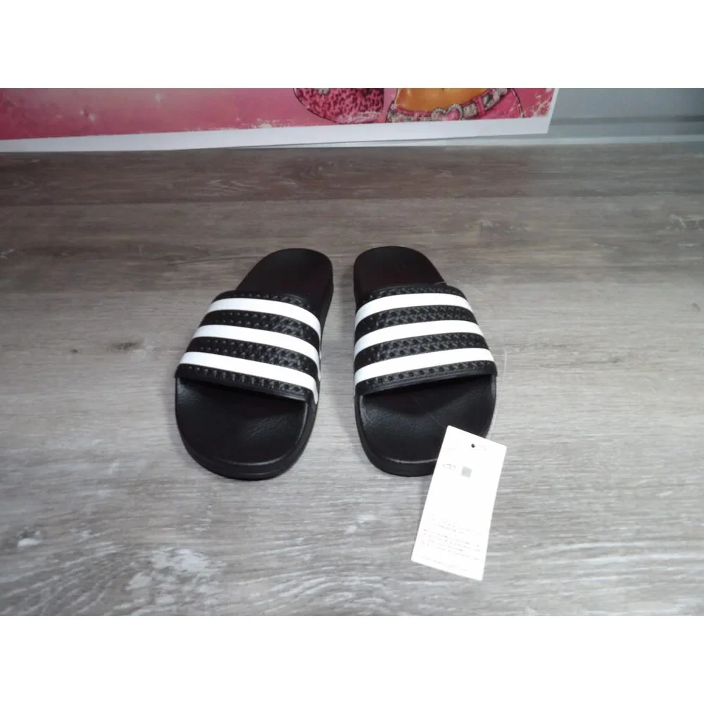 Adidas Classic Original Adilette Slides – Black/White (Size US 5)